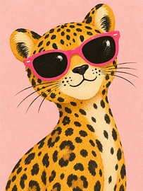 Lunettes de soleil « Chic Leopard » roses sur Thomas burnet