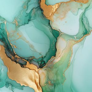 Gold turquoise ink