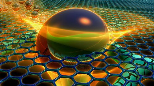 Abstract art with ball in grid