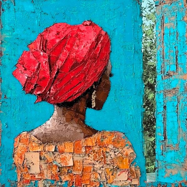 Femme dans un jeu de lumière multicolore par Poster Art Shop