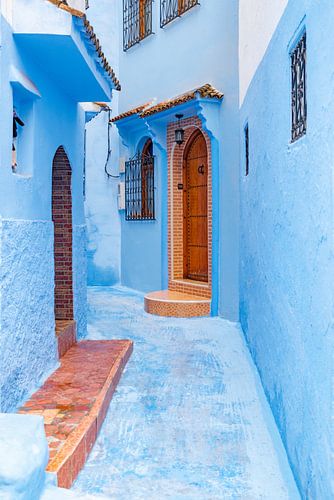 Voordeuren in de blauwe stad van Marokko, Chefchaouen