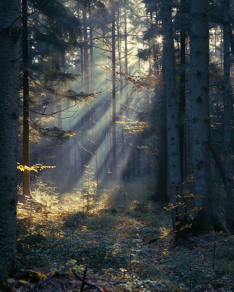 Magisches Licht im Wald von fernlichtsicht