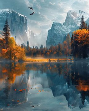 Herfstpracht van Yosemite van fernlichtsicht