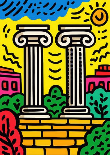 Kleurrijke Doodle Griekse Zuilen