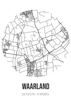 Waarland (Noord-Holland) | Karte | Schwarz und Weiß von Rezona