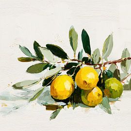 Lemons and olive branches: an abstract still life by TheXclusive Art