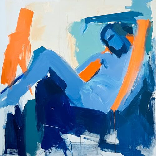 Abstracte rust in blauw en oranje