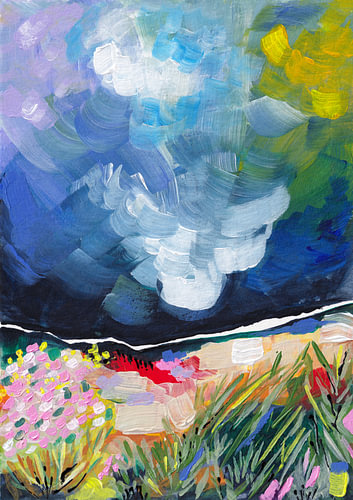Levendig abstract veld met lucht