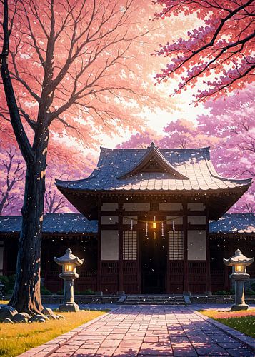 Japanese Temple Shrine Cherry Blossom Sakura Spring Japan