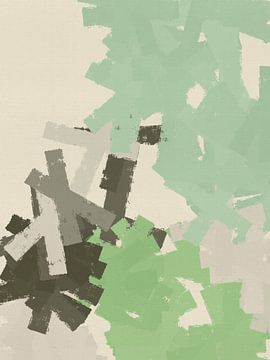 Art minimaliste abstrait et coloré en vert, gris et blanc sur Dina Dankers