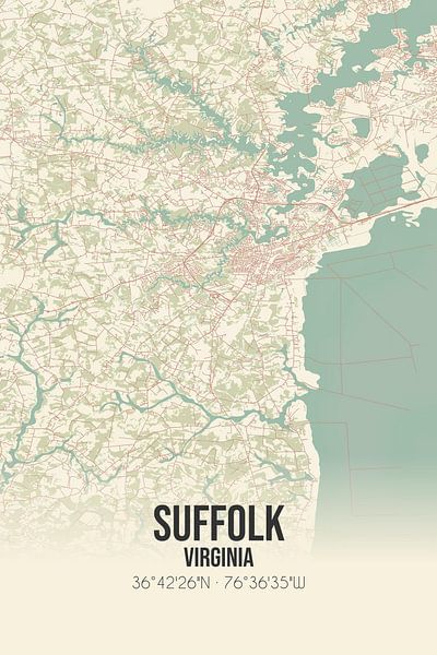 Vintage map of Suffolk (Virginia), USA. by Prints of Place