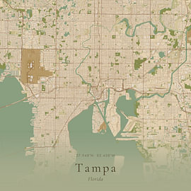 Carte vintage de Tampa, États-Unis sur Affiches de lieux