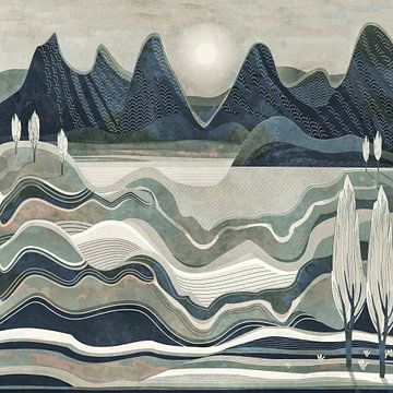 Paysage de montagne au clair de lune sur Anna Marie de Klerk