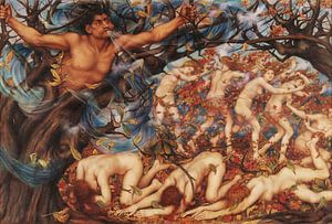 Evelyn De Morgan, Boreas et les feuilles mortes - 1914 sur Atelier Liesjes