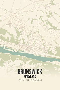 Vintage landkaart van Brunswick (Maryland), USA. van MijnStadsPoster