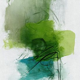 Abstrakte Malerei - Grün Blau Ruhig Organisch von Joriali Abstrakte Kunst
