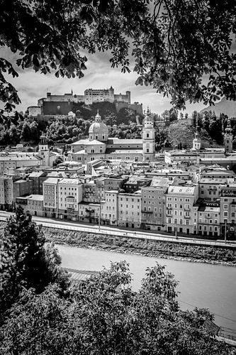 SALZBURG Uitzicht op de oude stad | Monochroom 