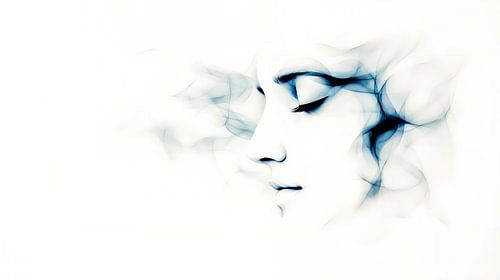 Dromende vrouw in de mist