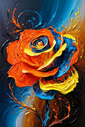 Abstracte kleurrijke roos schilderij