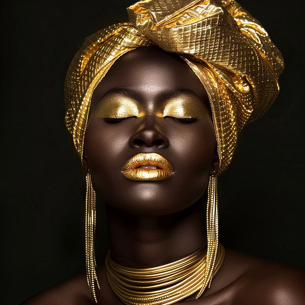 Afrikanische Frau in Gold von Poster Art Shop