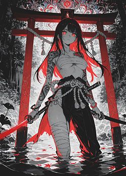 Anime Samurai Meisje Torii Poort