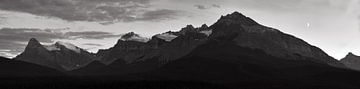 Mountain peaks Alberta Canada Black and White by Leon Brouwer