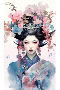 Geisha mit Blumenkrone