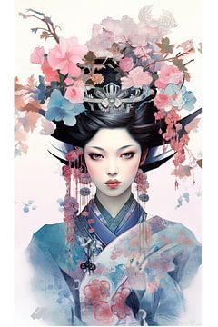 Geisha mit Blumenkrone von Peter Balan