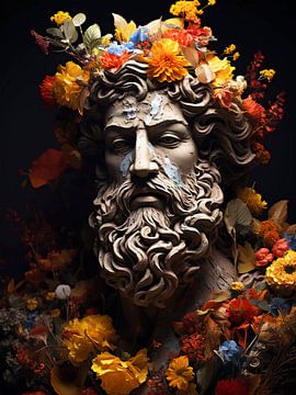 Griechische antike Statue mit Blumen von haroulita