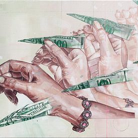 Folgen Sie dem Geld gemälde von Jos Hoppenbrouwers Kunst