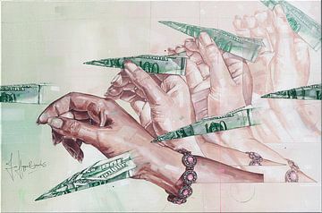 Follow the money painting by Jos Hoppenbrouwers Art