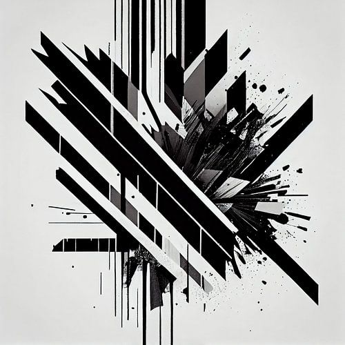 Scène abstraite en noir et blanc