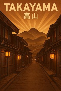 Takayama Old Town Glow - Lantern Street Heritage Print (en anglais)