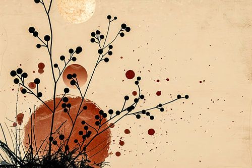 Botanisch abstract met warme kleuren