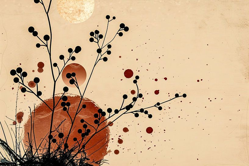 Botanical abstract with warm colours by Art & Soul Creations