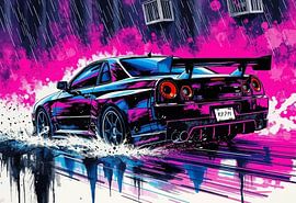 Nissan Skyline GT-R R34 - Tempête d'encre Art japonais