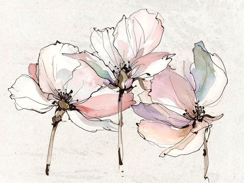 Botanische Illustration: Gelassene Blumenmalerei von Studio Pieternel