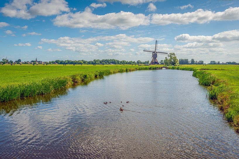 Charakteristische niederländische Polderlandschaft mit Mühle von Ruud Morijn