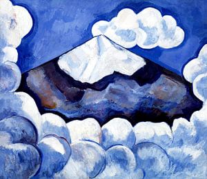 Japanische Berge in Blau
