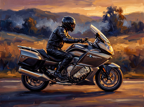 BMW K 1600 GTL Touring at Golden Sunset