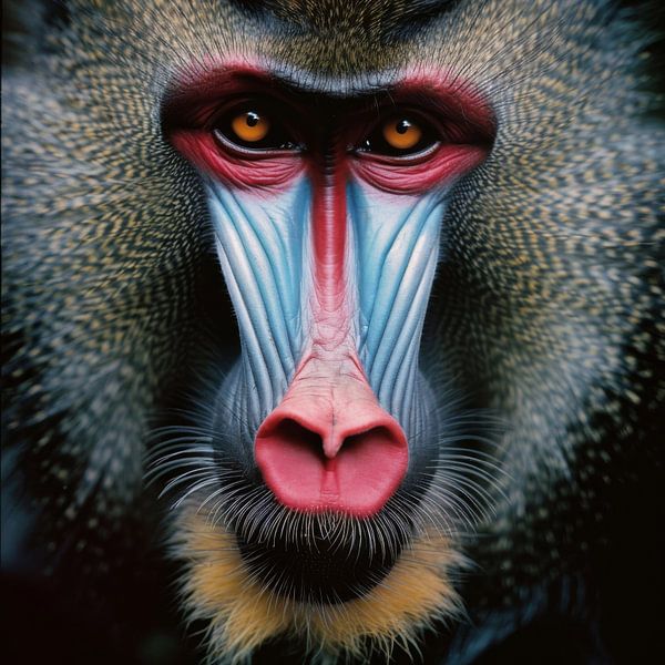 Bunter Blick eines Mandrills von Poster Art Shop