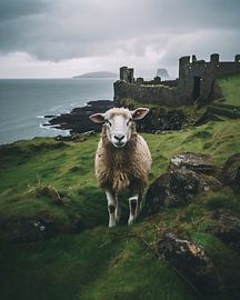 Sheep on a green island