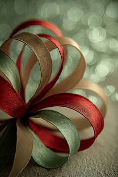 Strik in Feestelijke Glans van Rood, Goud en Groen van Eva Lee