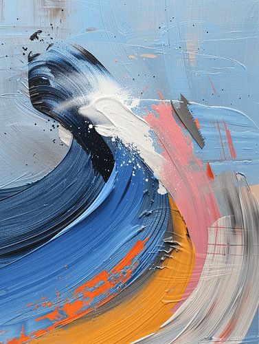 Modernes Abstraktes in Blau, Gelb und Rosa