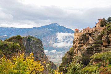Monasteries of Meteora in Greek mountain landscape
