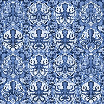 Delft blue tile design octopus