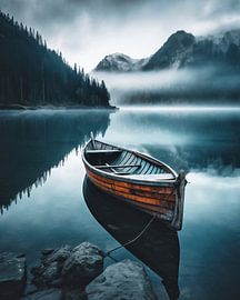 Lonely boat on the lake
