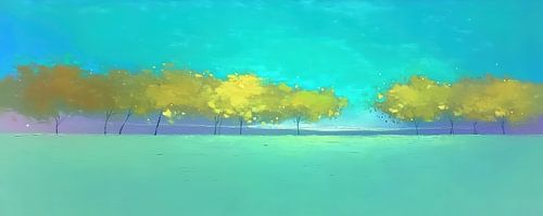 Arbres | Une rangée d'arbres dorés à l'horizon