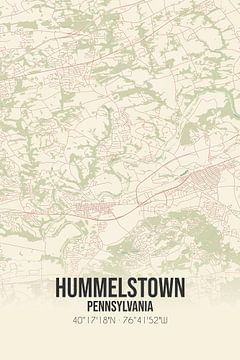 Carte ancienne de Hummelstown (Pennsylvanie), USA. sur Rezona