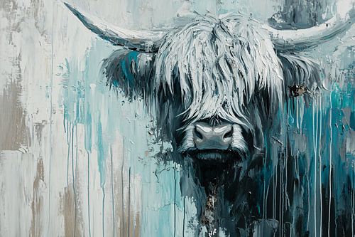 Schotse hooglander abstract schilderij